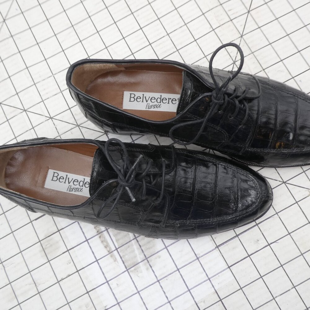 Belvedere Florence Genuine Crocodile Dress Shoes Men's Size 10.5 M Vero Cuoio - Picture 2 of 12